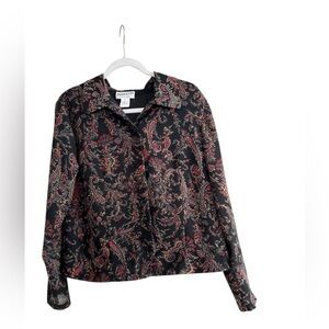 Pendleton Women's Black and Red Paisley Button Down Shirt